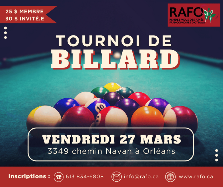 Tournoi de billard - 27 mars